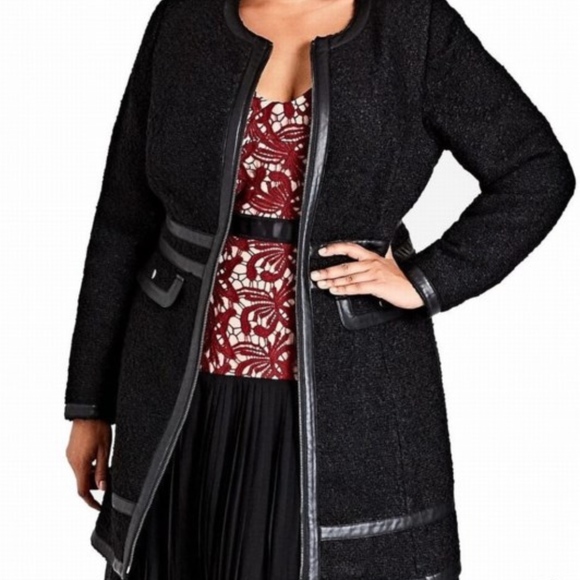 City Chic Jackets & Blazers - City Chic Black Warm Winter Escape Coat Size 16